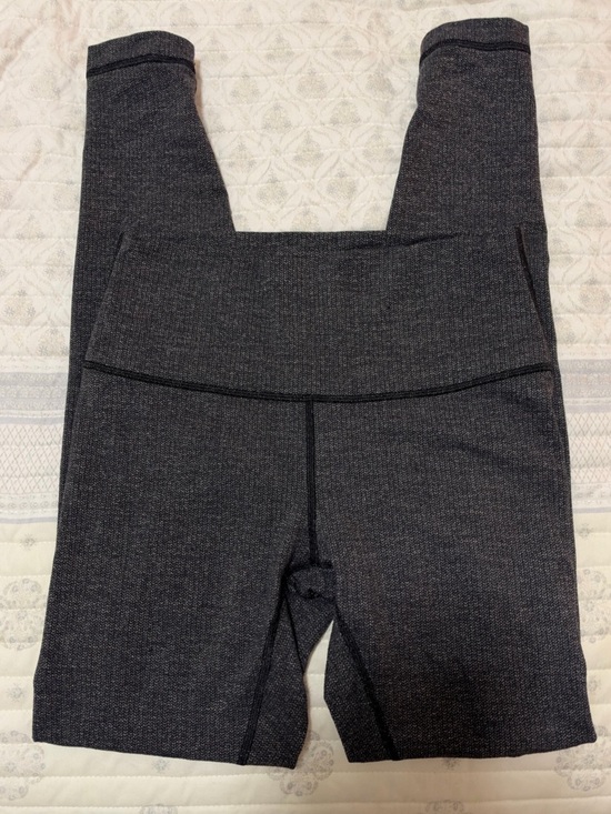 lululemon athletica Pants - Lululemon Wunder Under Heathered Herringbone Heathered Black Leggings - Size 6